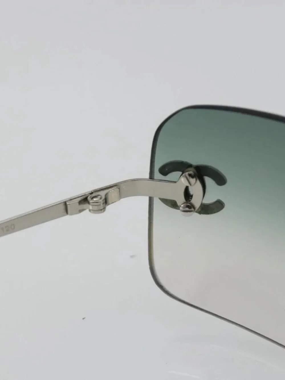 CHANEL COCO Mark Sunglasses metal Green CC Auth 188886